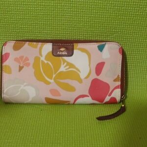 Fossil Women's Floral Key & Card Holder - Pink, Yellow, Red